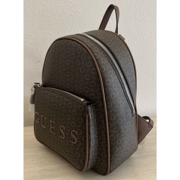 GUESS SV792630 Rodney Backpack Adjustable Purse Natural Brown Logo Signature - Picture 2 of 14